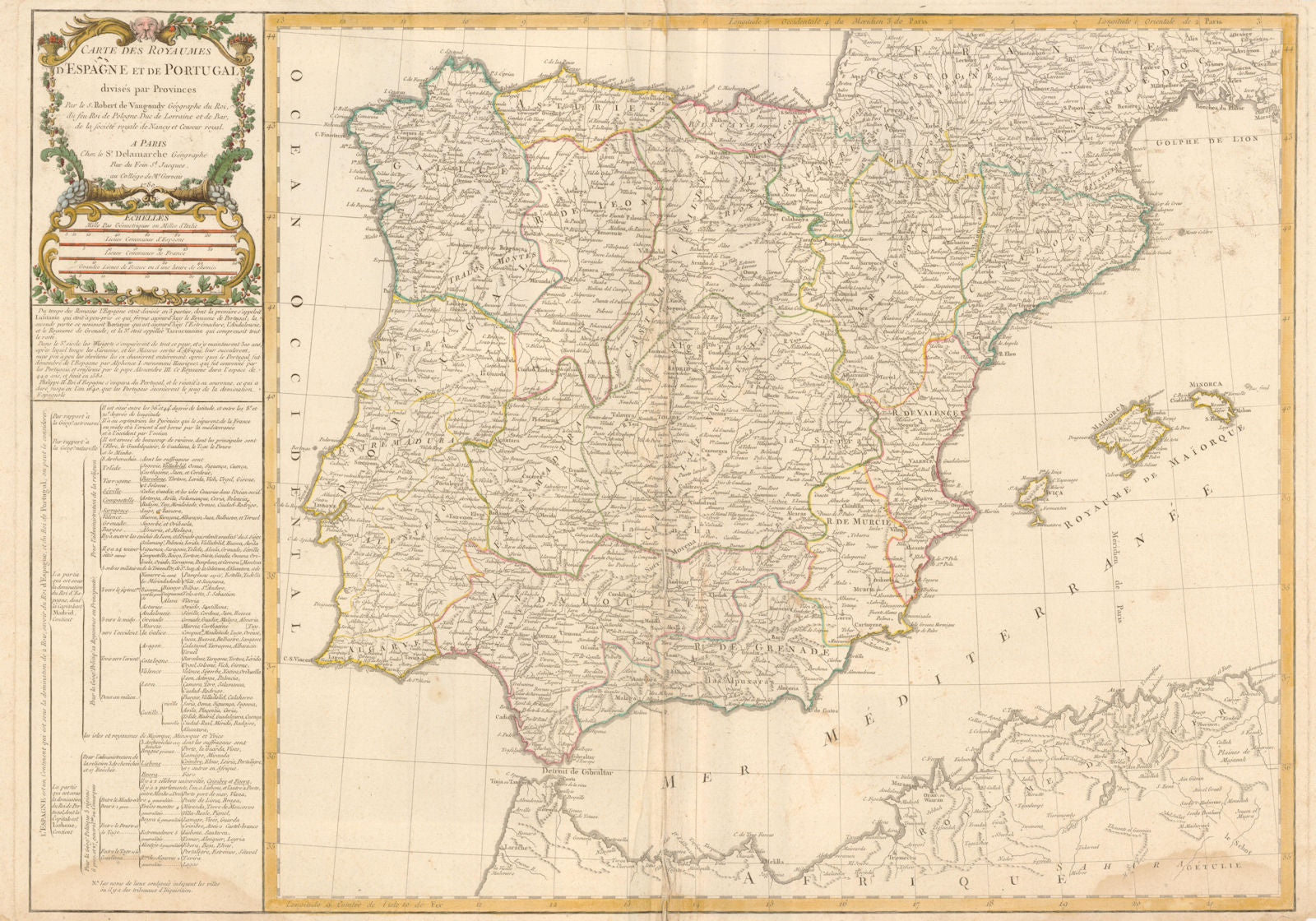 'Carte des Royaumes d'Espagne et de Portugal…' DELAMARCHE. Iberia Spain 1780 map